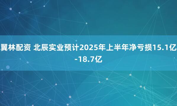 翼林配资 北辰实业预计2025年上半年净亏损15.1亿-18.7亿